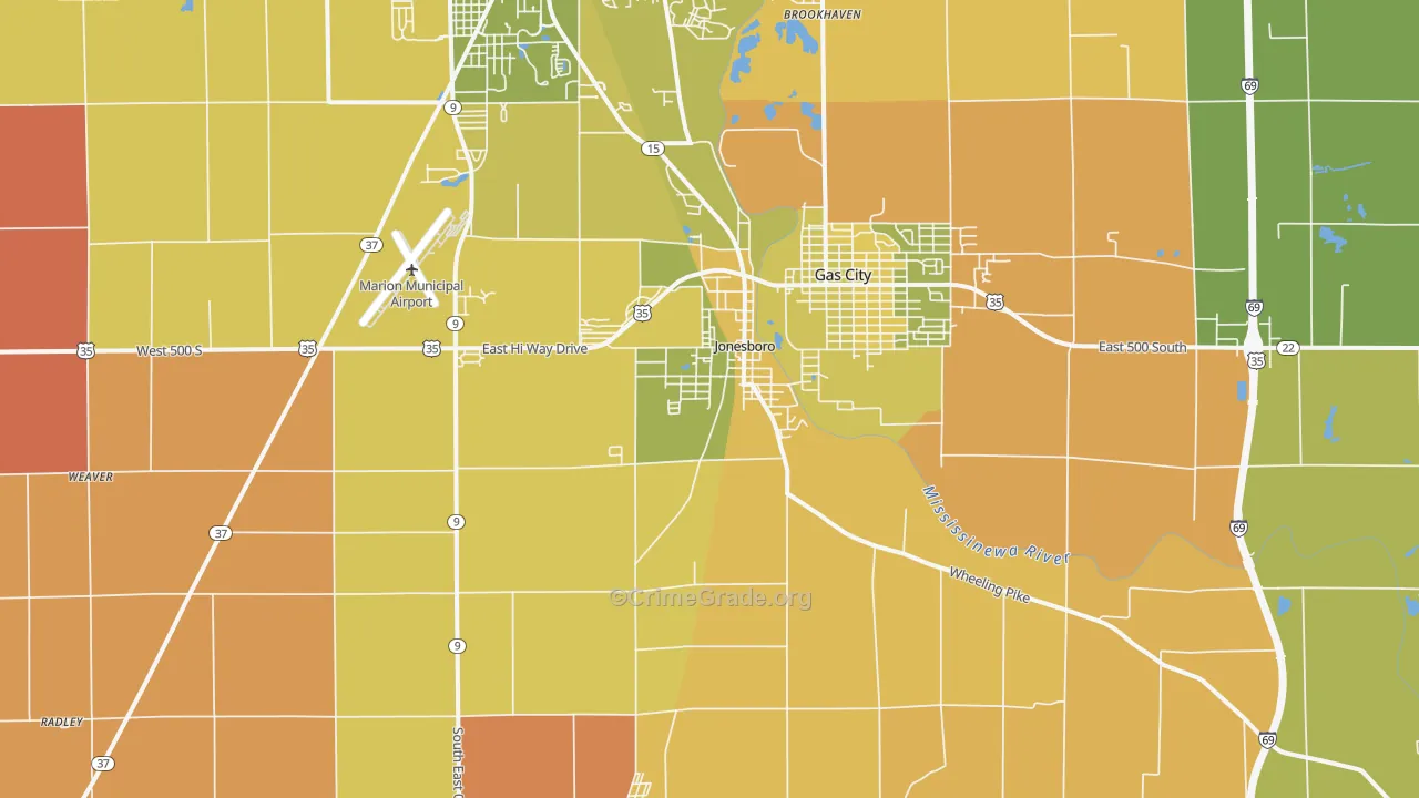 Jonesboro, IN Map of Arson Rates