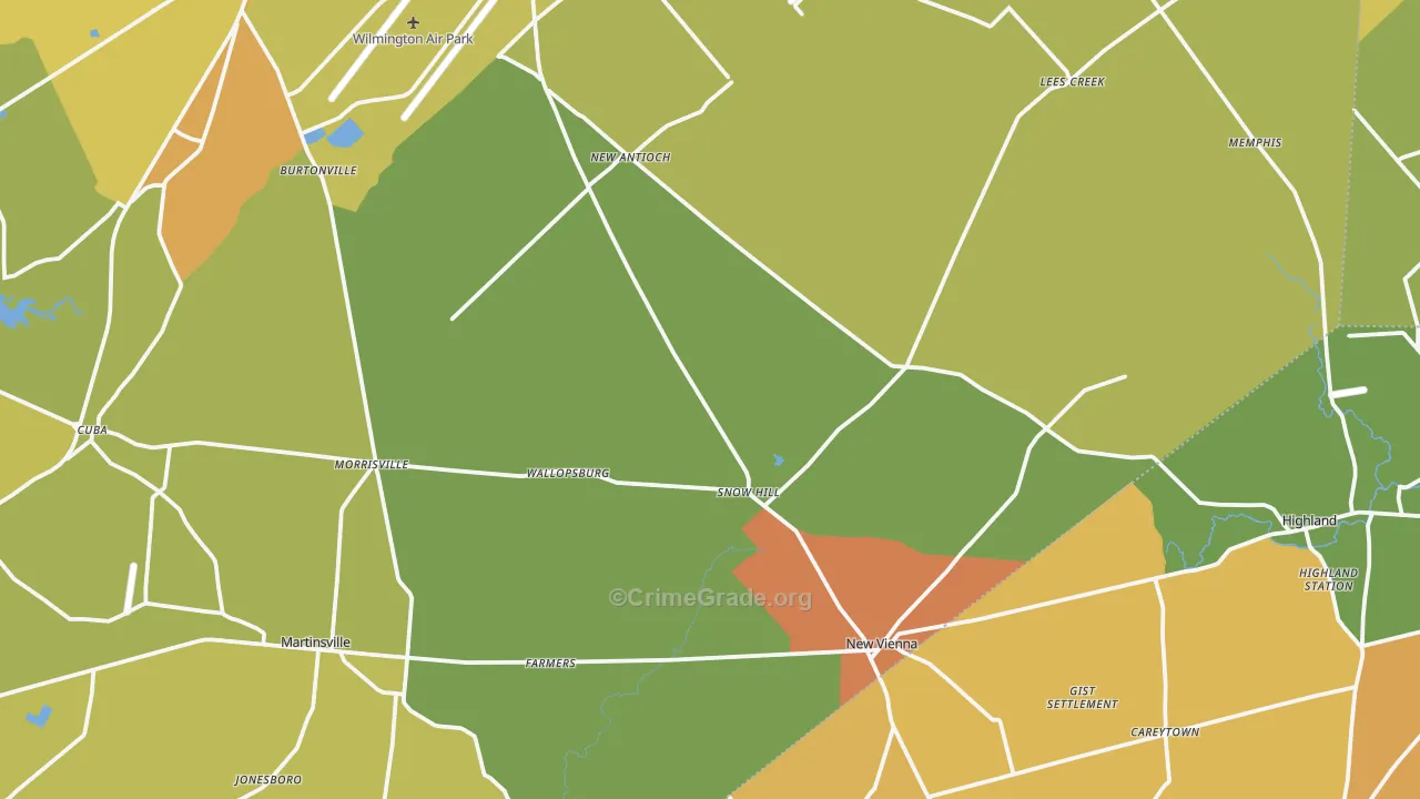 Jonesboro, OH Map of Arson Rates