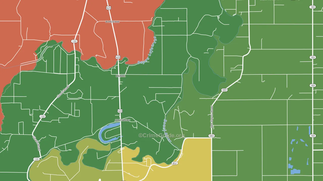 Jonesburg, LA Map of Arson Rates