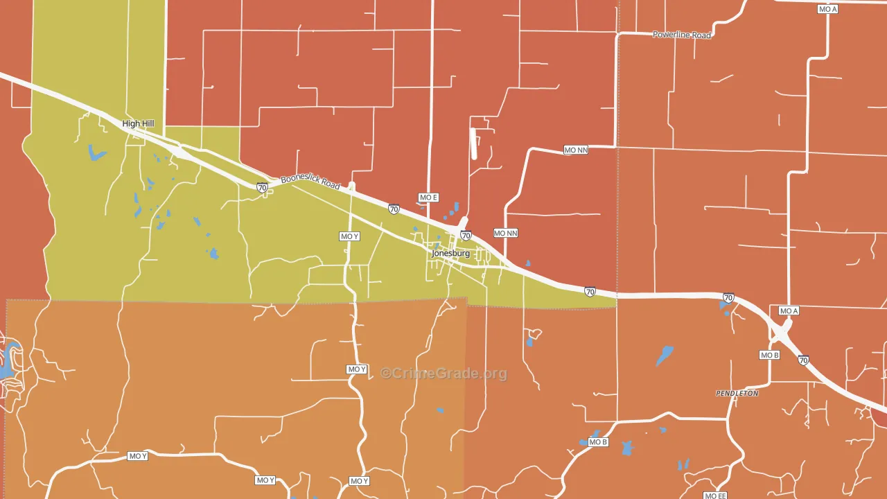 Jonesburg, MO Map of Arson Rates