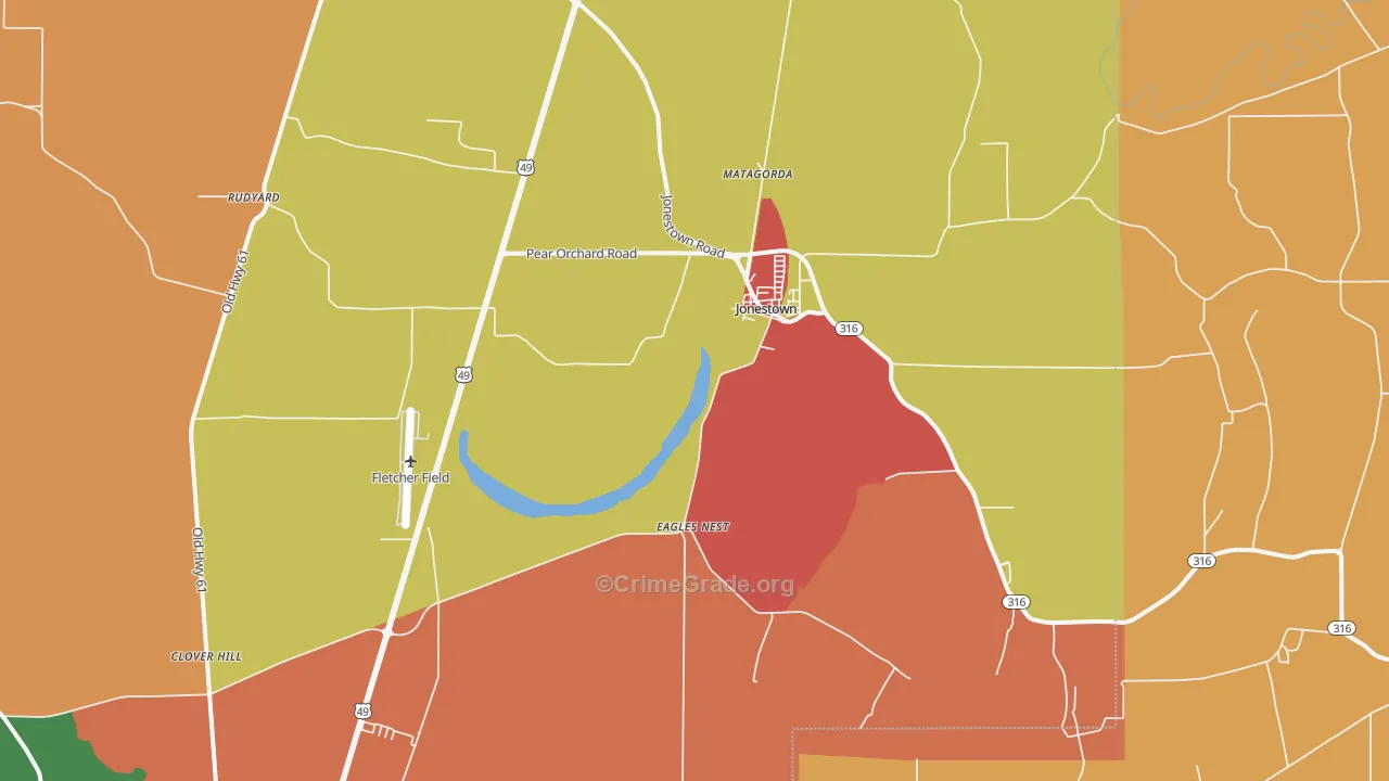 Jonestown, MS Map of Arson Rates