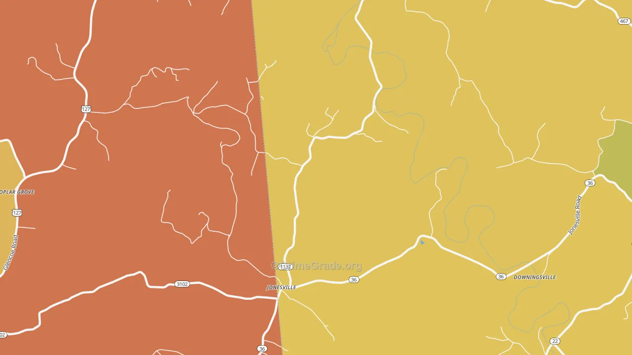 Jonesville, KY Map of Arson Rates