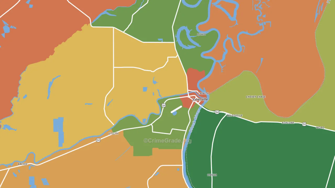 Jonesville, LA Map of Arson Rates