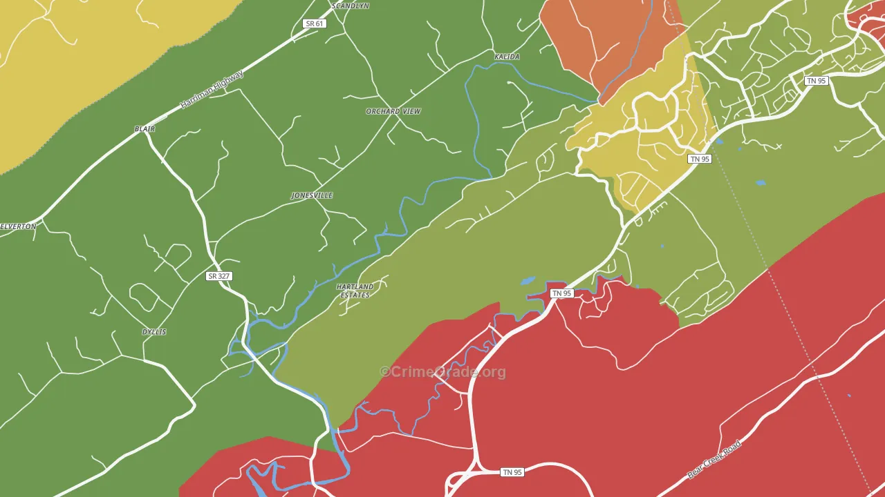 Jonesville, TN Map of Arson Rates