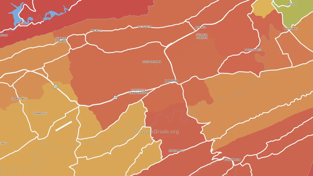 Jonesville, VA Map of Arson Rates