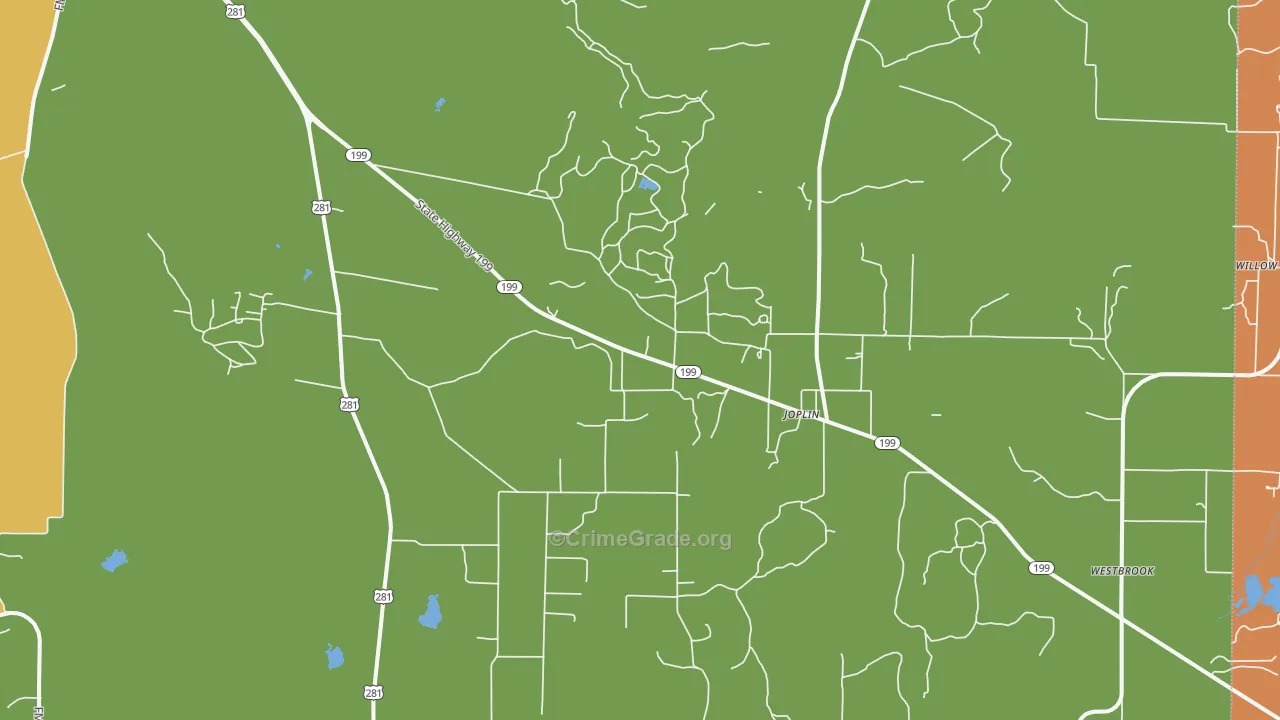 Joplin, TX Map of Arson Rates