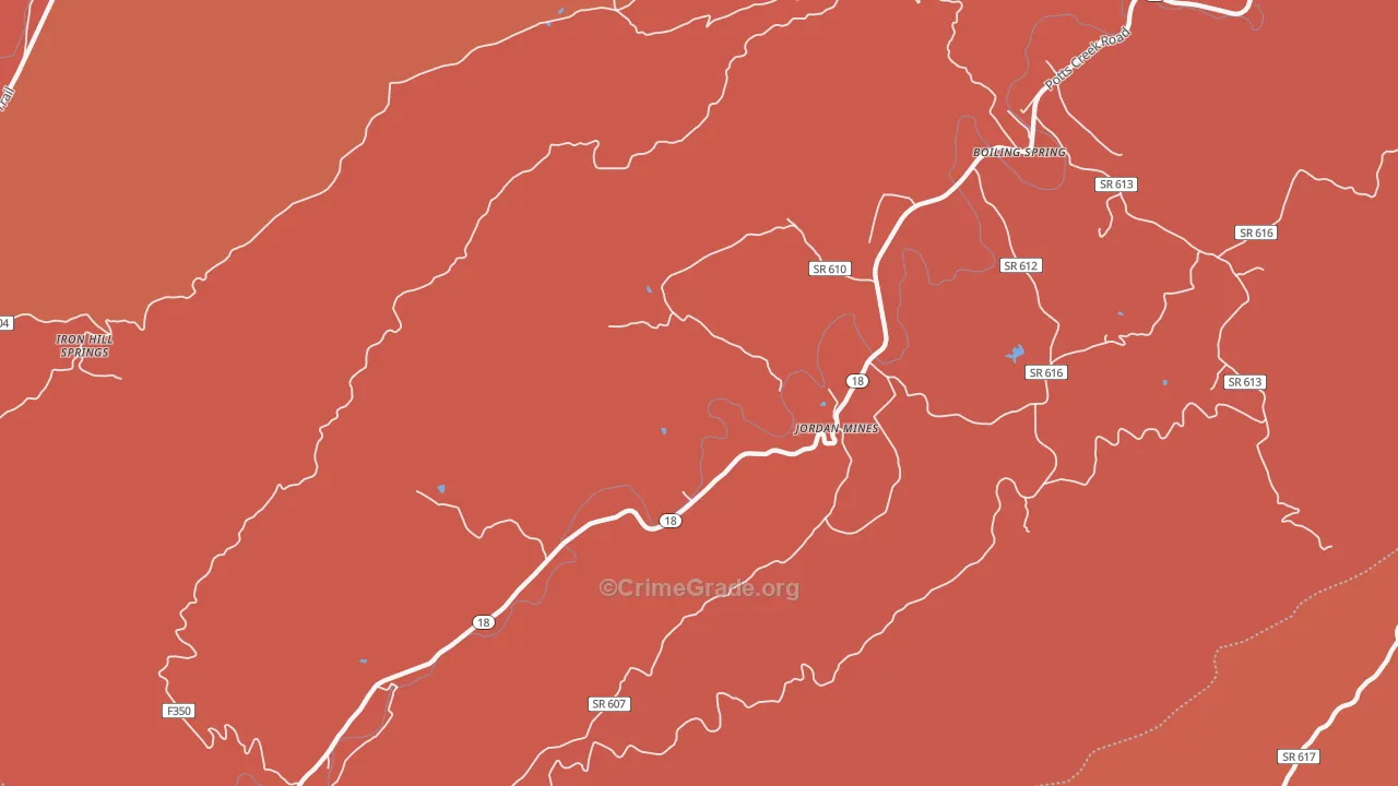 Jordan Mines, VA Map of Arson Rates