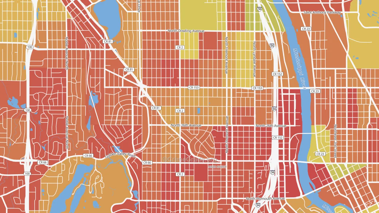 Jordan, Minneapolis, MN Map of Arson Rates
