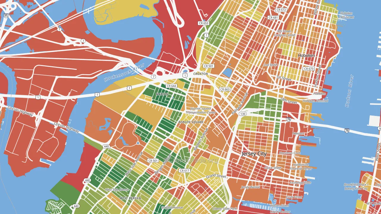 Journal Square, Jersey City, NJ Map of Arson Rates