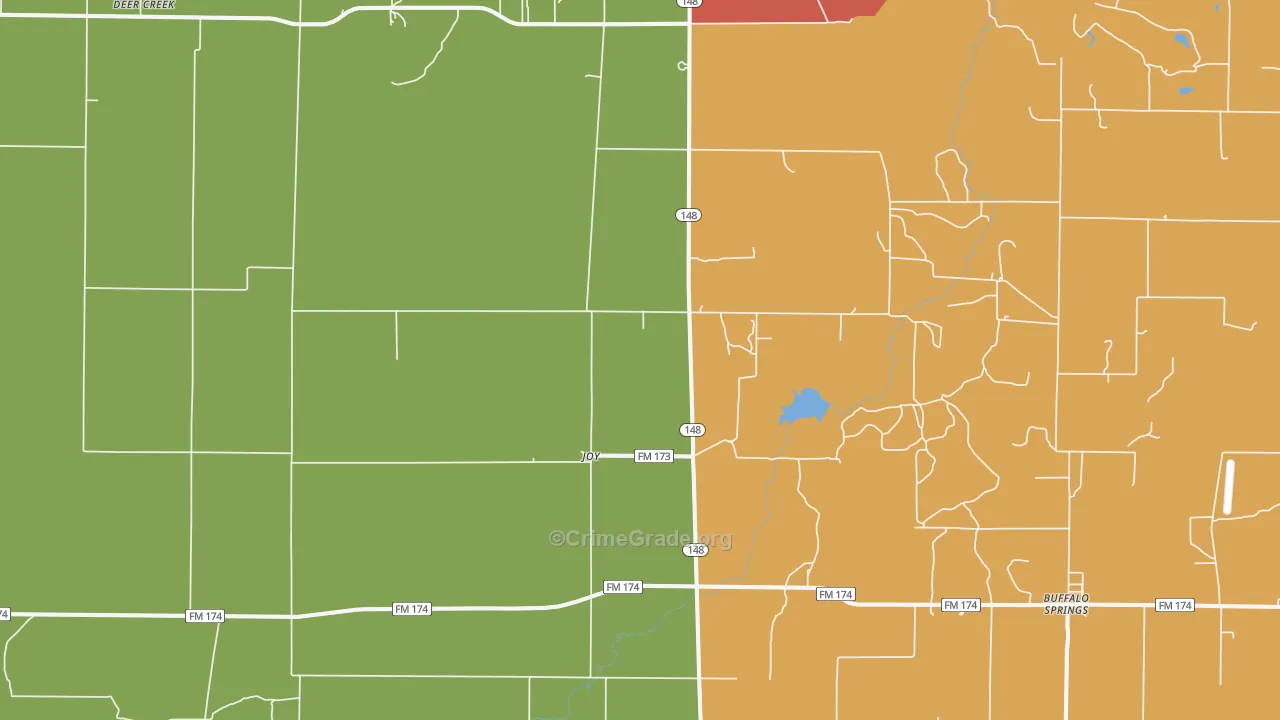 Joy, TX Map of Arson Rates