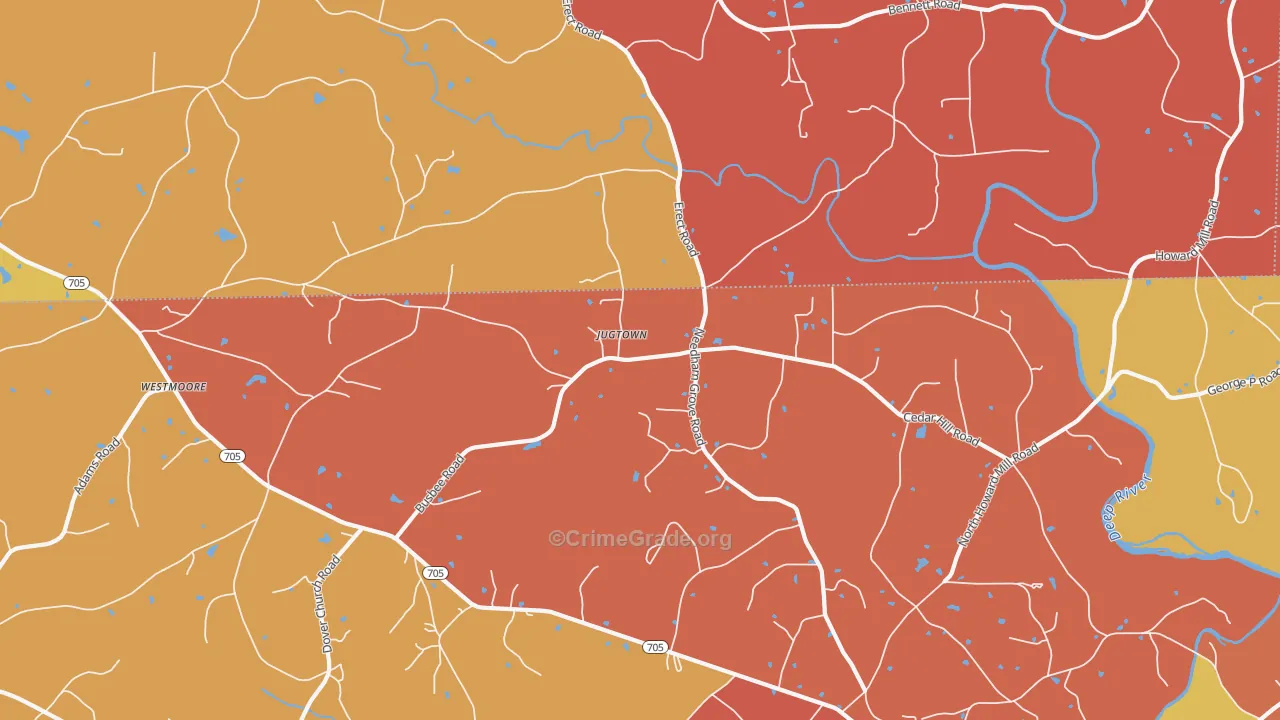 Jugtown, NC Map of Arson Rates