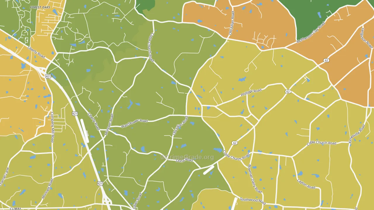 Julian, NC Map of Arson Rates