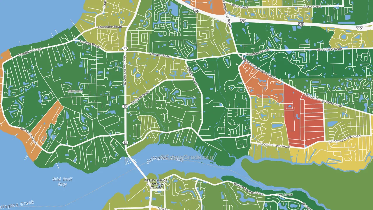 Julington Creek, Jacksonville, FL Map of Arson Rates