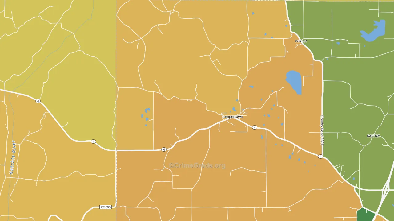 Jumpertown, MS Map of Arson Rates