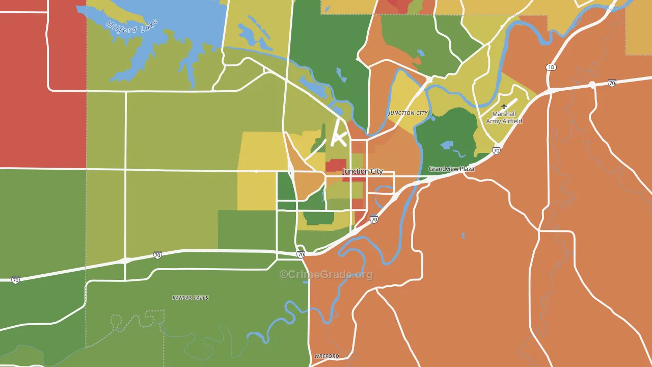 Junction City, KS Map of Arson Rates