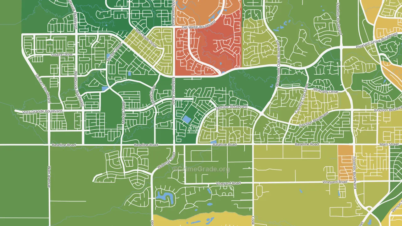 Junction West, Roseville, CA Map of Arson Rates
