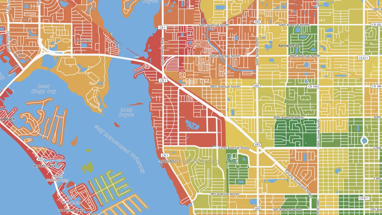 Jungle Terrace, St. Petersburg, FL Map of Arson Rates
