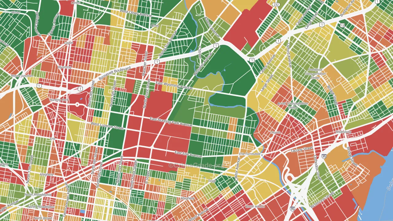 Juniata Park-Feltonville, Philadelphia, PA Map of Arson Rates
