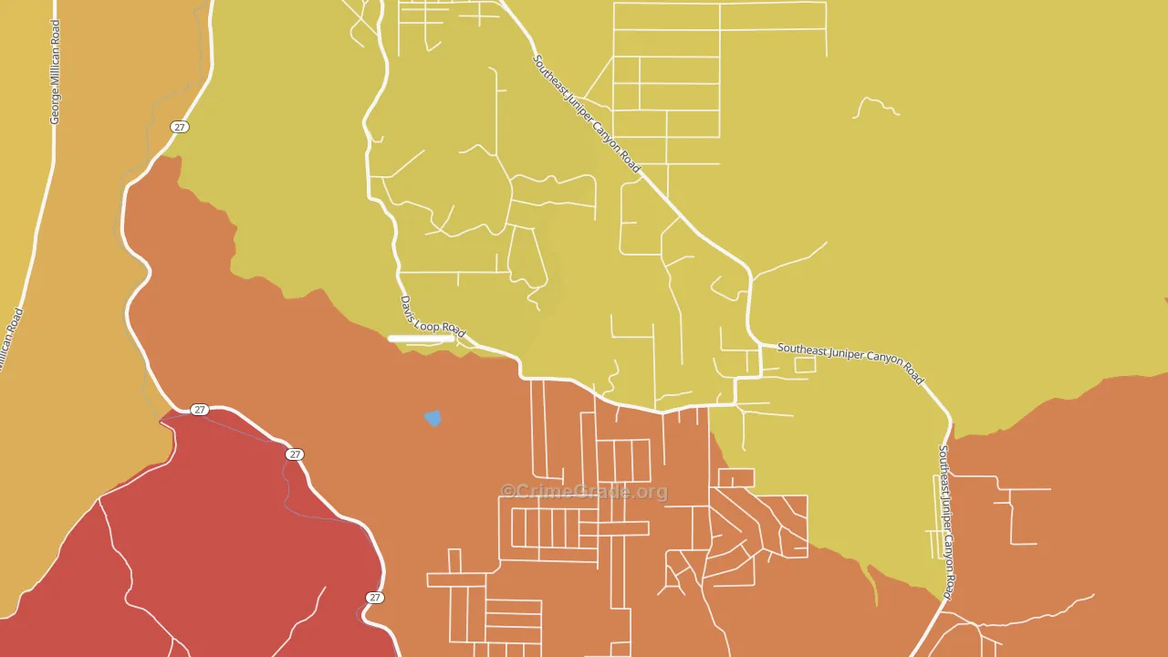 Juniper Canyon, Prineville, OR Map of Arson Rates