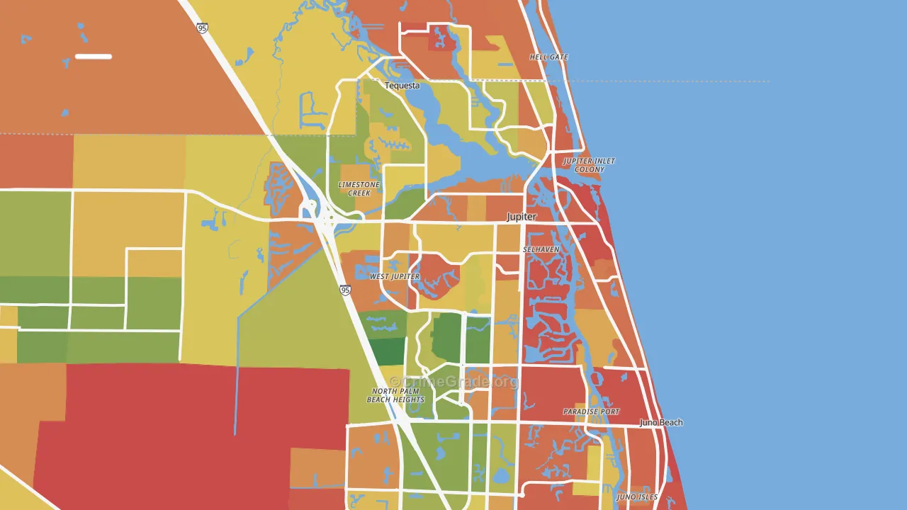 Jupiter, FL Map of Arson Rates
