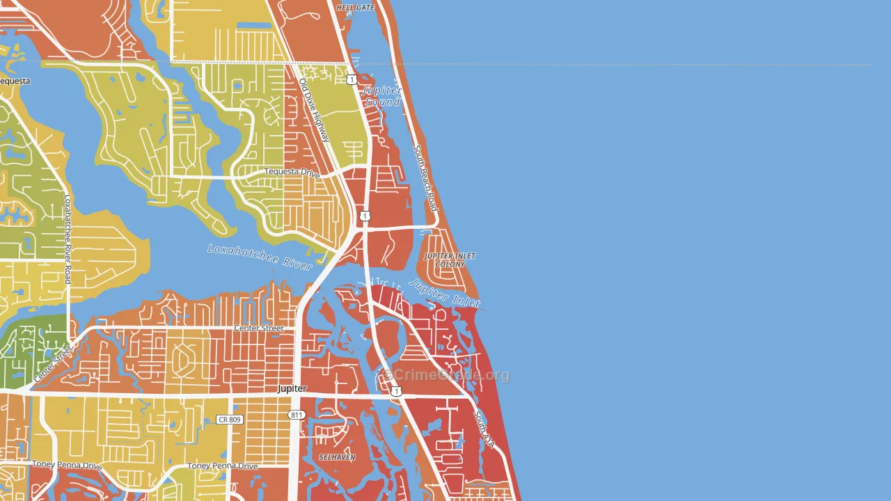 Jupiter Inlet Colony, FL Map of Arson Rates