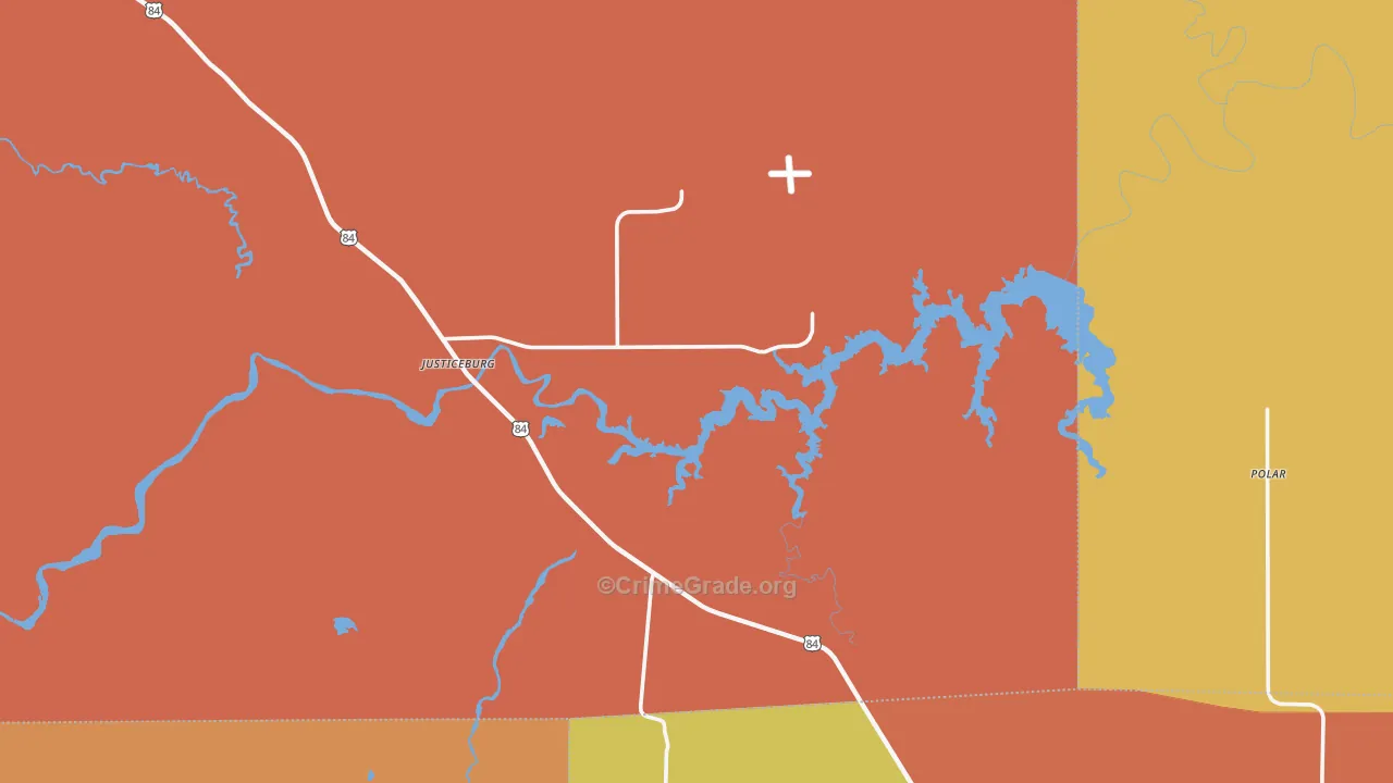Justiceburg, TX Map of Arson Rates
