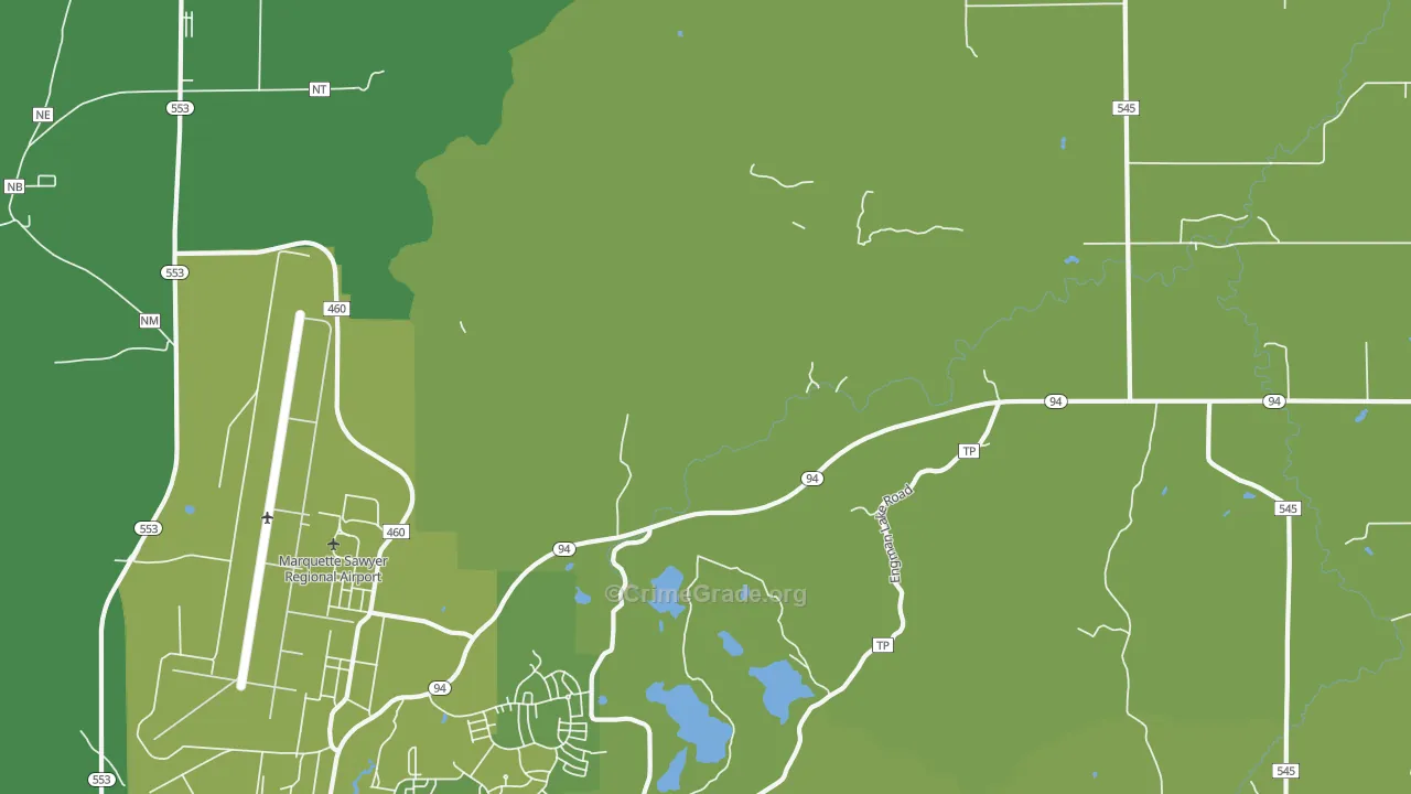 K. I. Sawyer Air Force Base, MI Map of Arson Rates