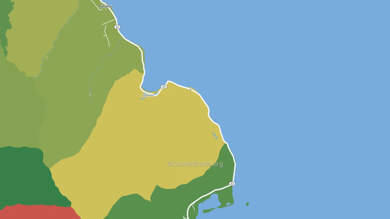 Kaaawa, HI Map of Arson Rates