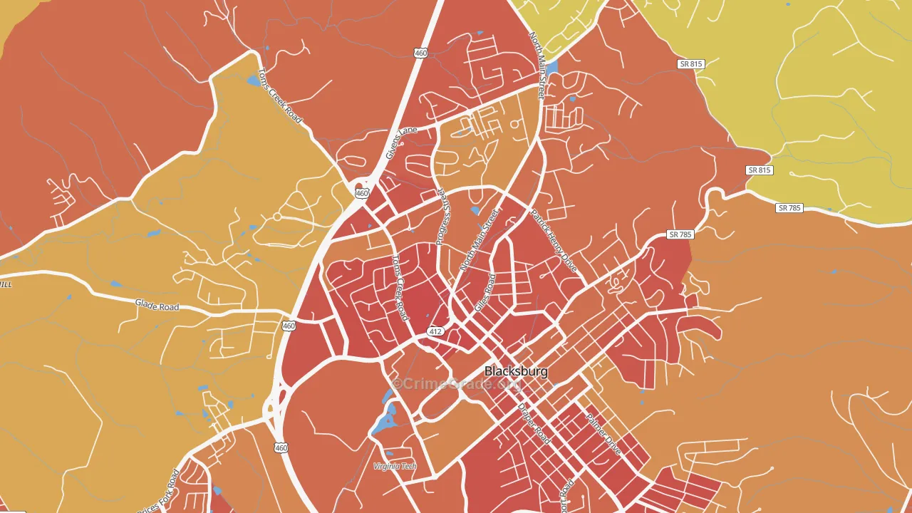 Kabrich Crescent, Blacksburg, VA Map of Arson Rates
