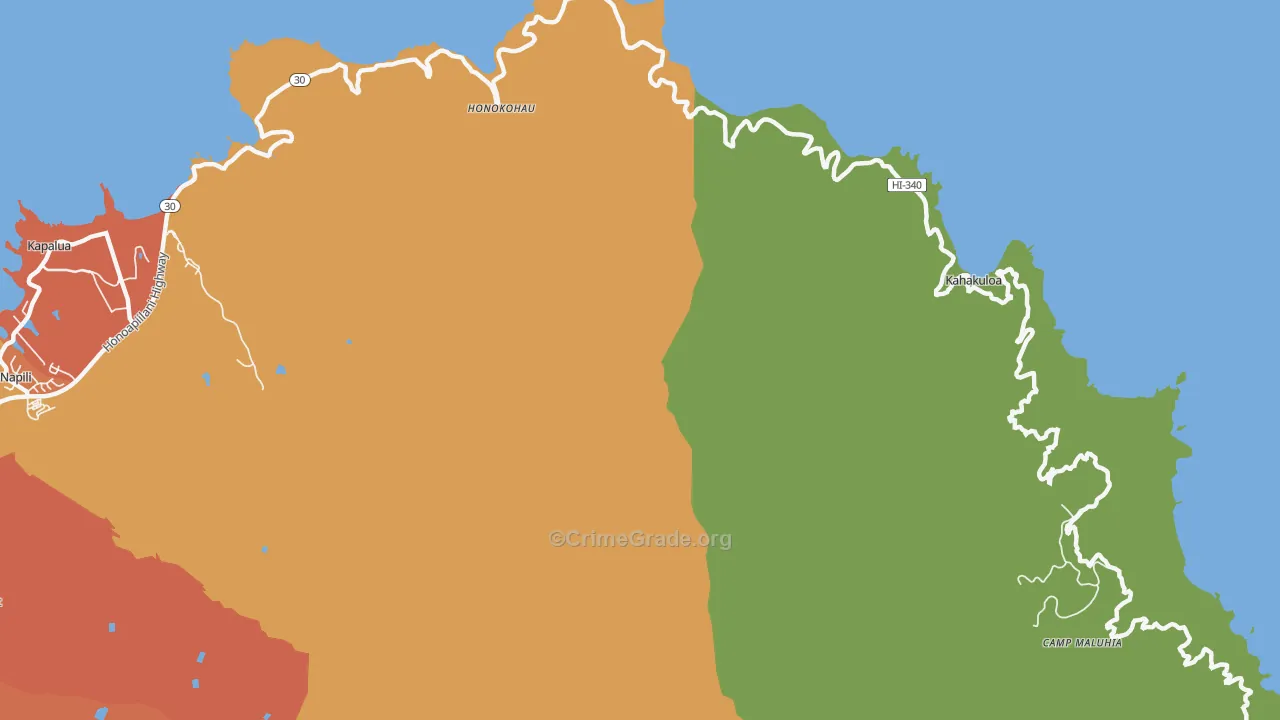 Kahakuloa, HI Map of Arson Rates