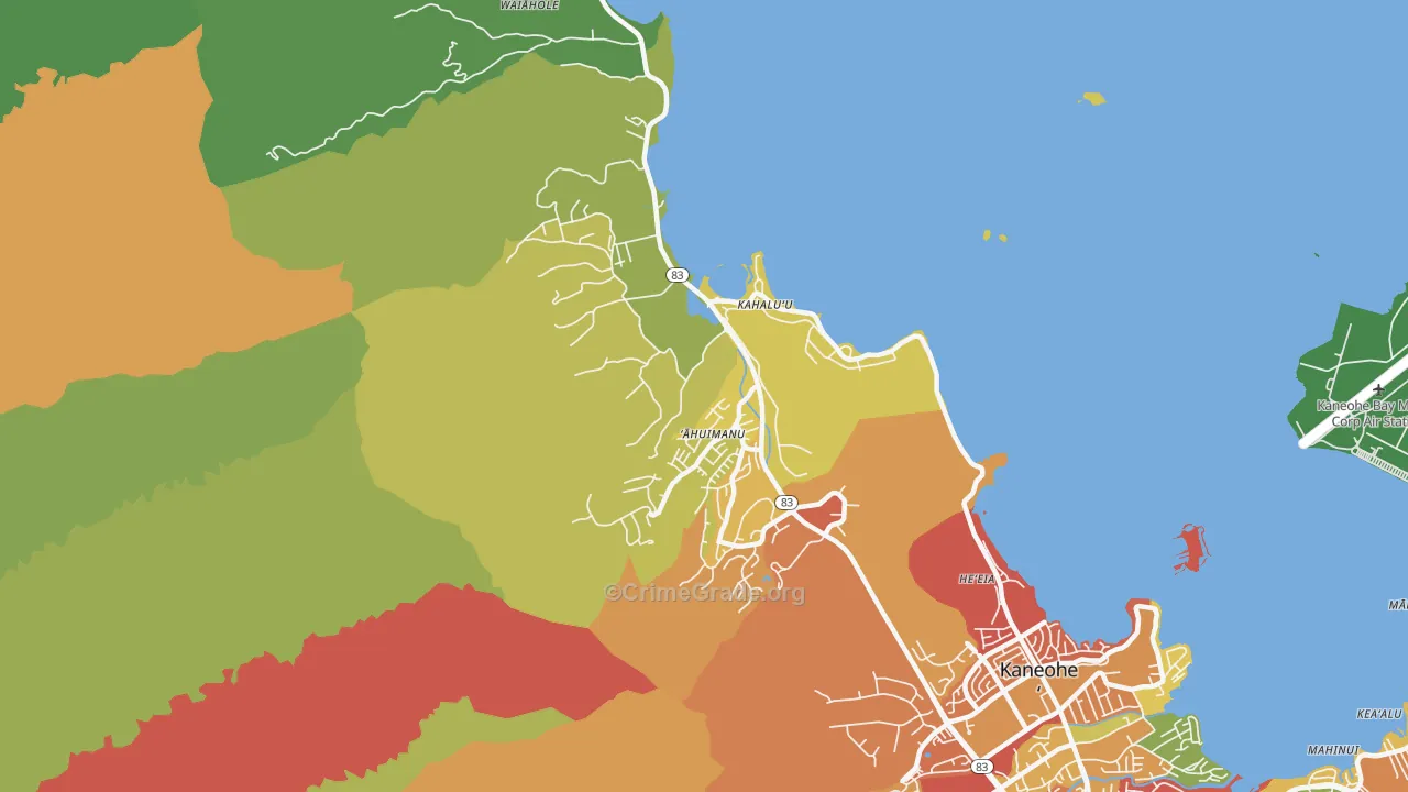 Kahaluu, Kaneohe, HI Map of Arson Rates