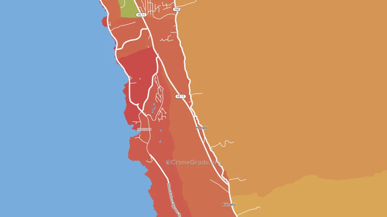 Kahaluu-Keauhou, HI Map of Arson Rates