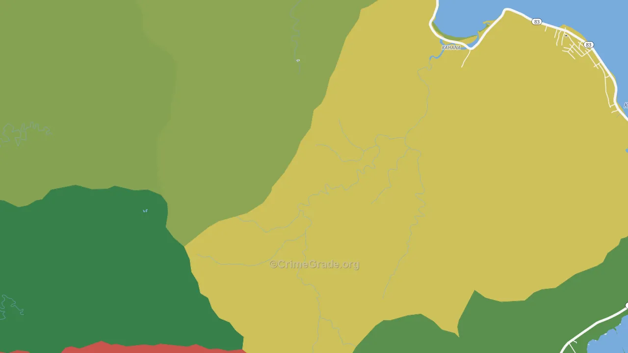 Kahana, HI Map of Arson Rates