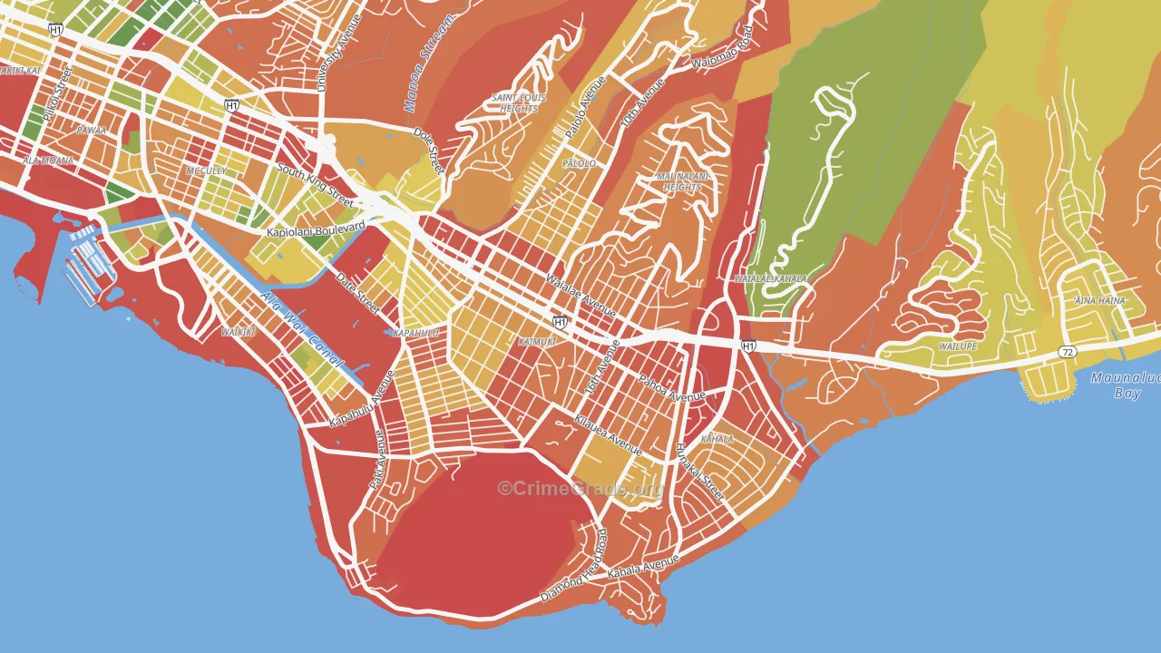 Kaimuki, Honolulu, HI Map of Arson Rates