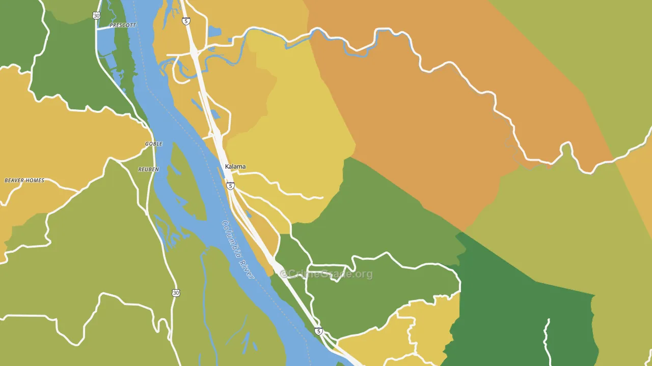 Kalama, WA Map of Arson Rates