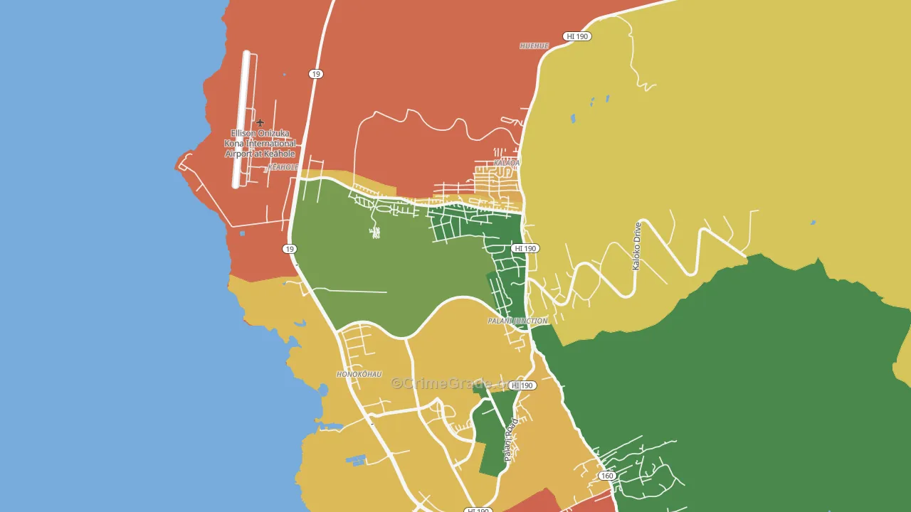 Kalaoa, HI Map of Arson Rates