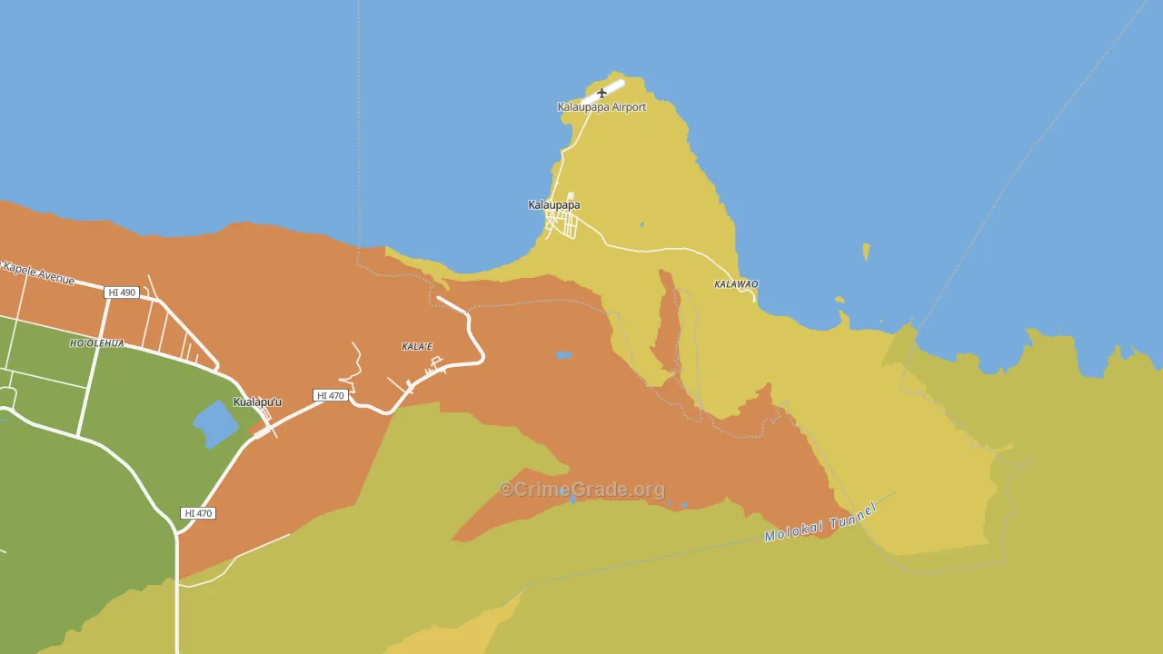 Kalaupapa, HI Map of Arson Rates