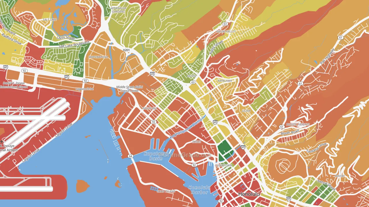 Kalihi-Palama, Honolulu, HI Map of Arson Rates