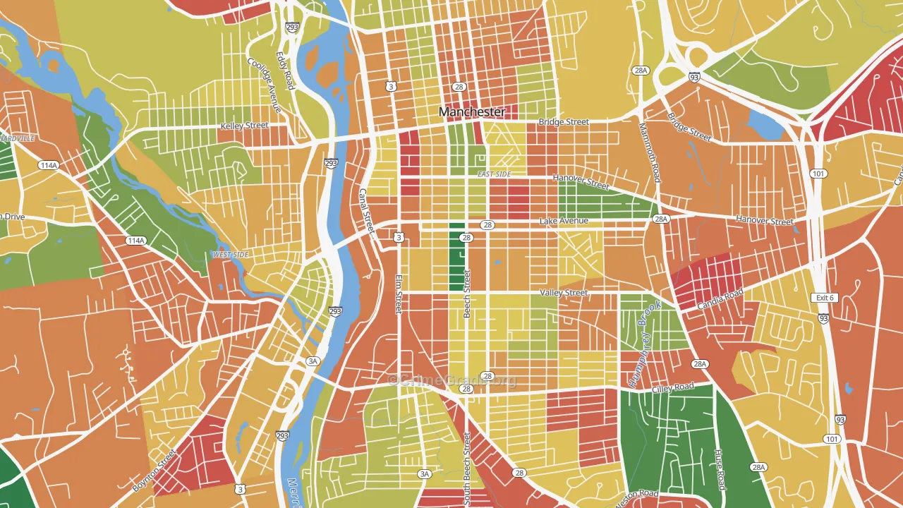 Kalivas Union, Manchester, NH Map of Arson Rates