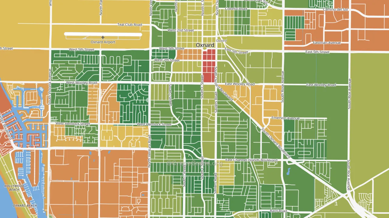 Kamala Park, Oxnard, CA Map of Arson Rates
