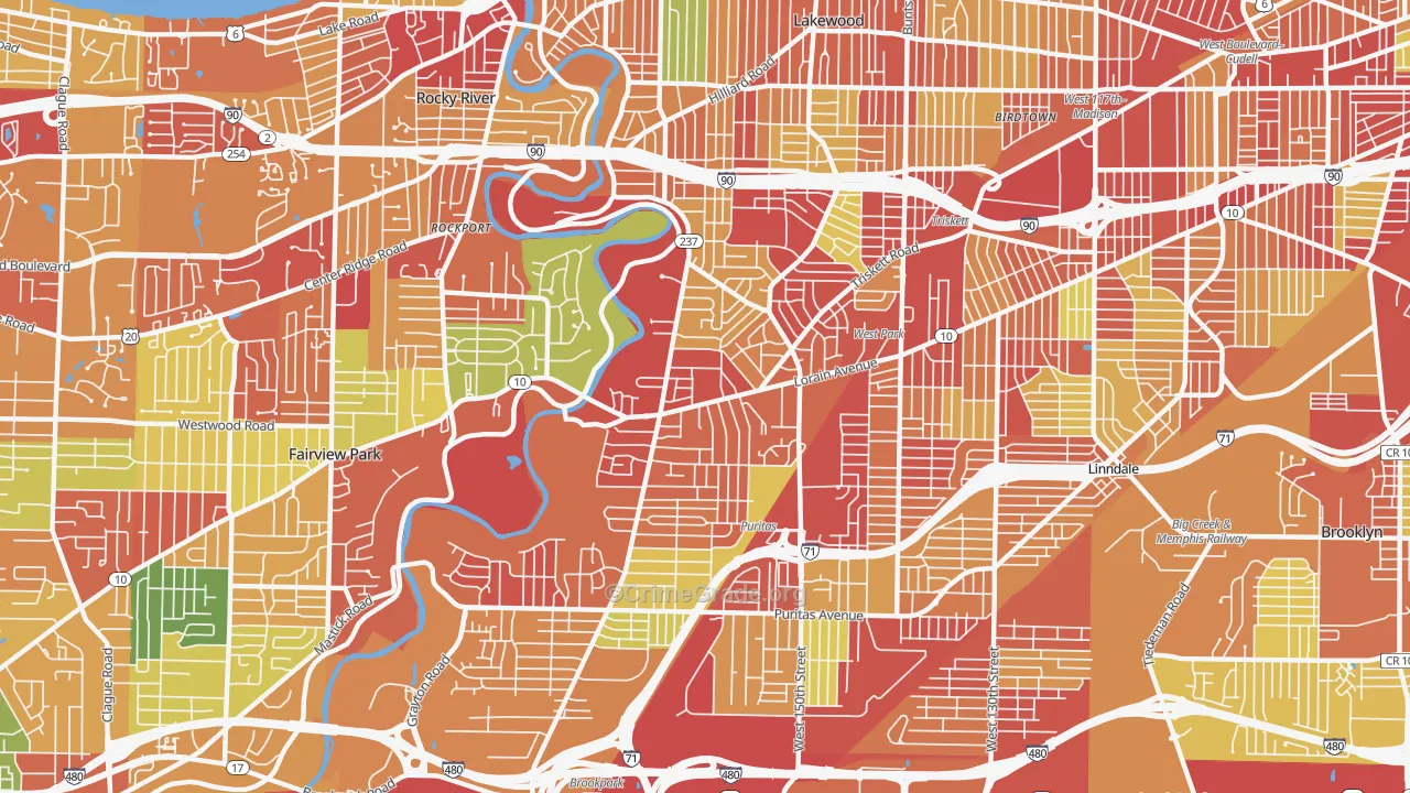 Kamms Corner, Cleveland, OH Map of Arson Rates