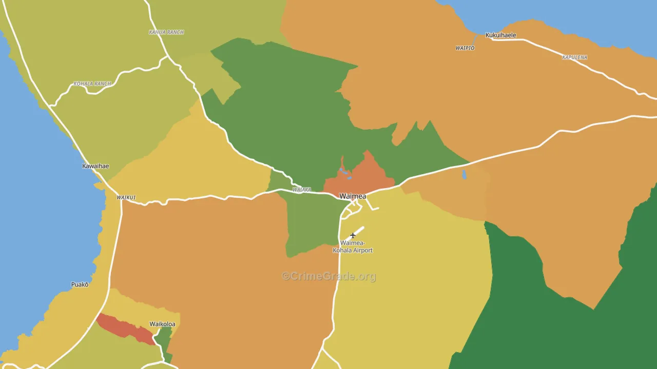 Kamuela, Waimea, HI Map of Arson Rates