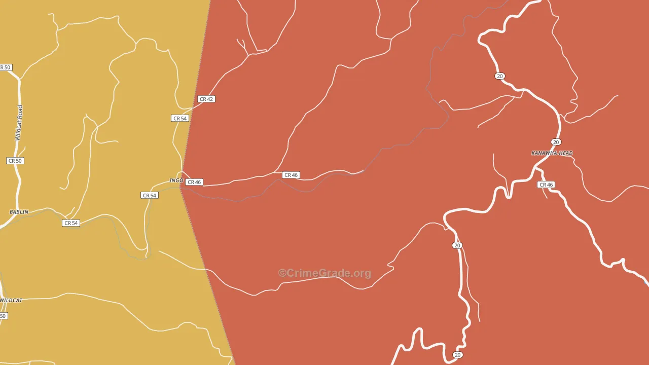 Kanawha Head, WV Map of Arson Rates