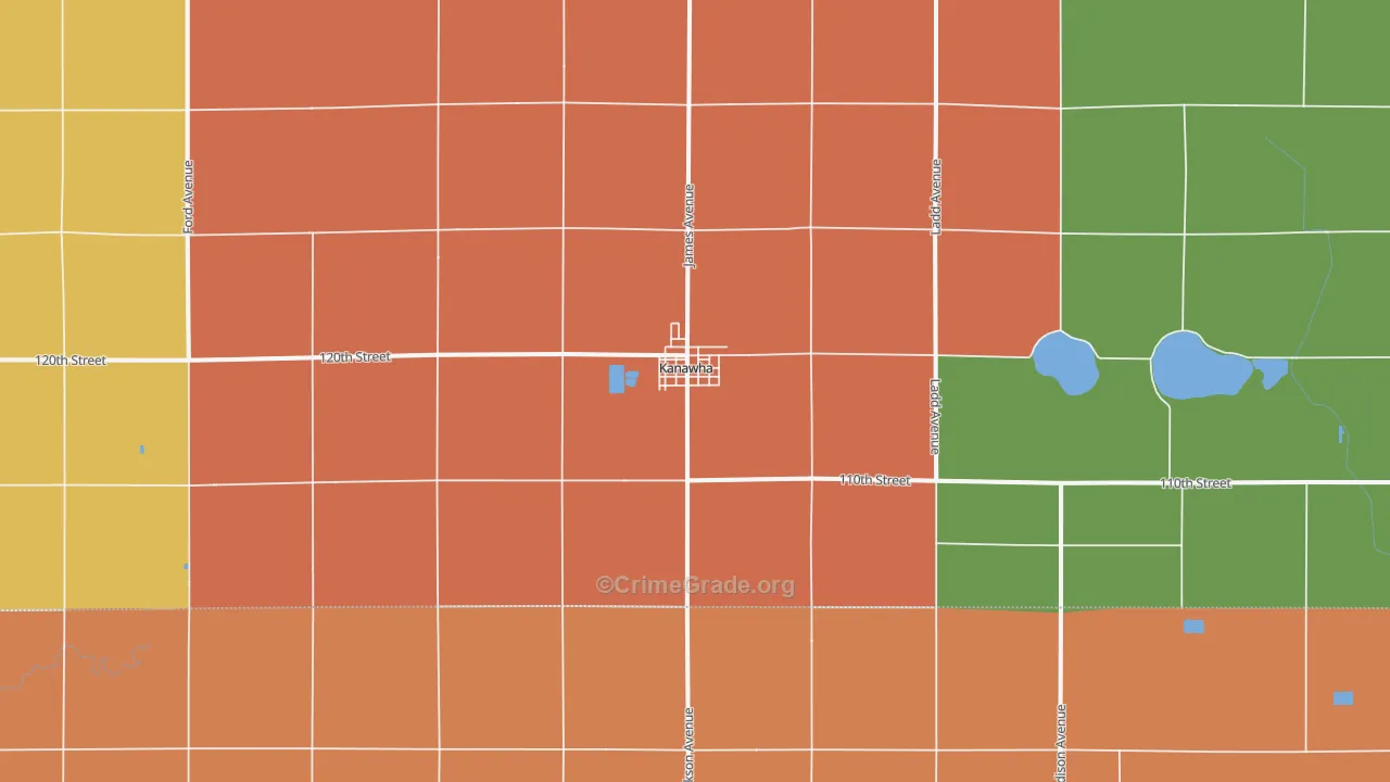Kanawha, IA Map of Arson Rates