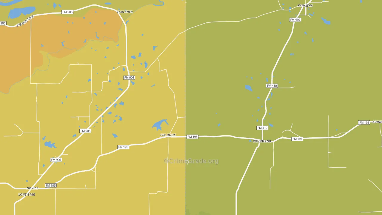 Kanawha, TX Map of Arson Rates
