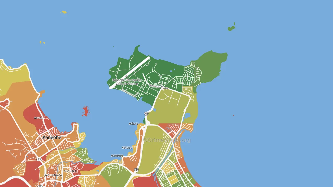 Kaneohe Bay, HI Map of Arson Rates