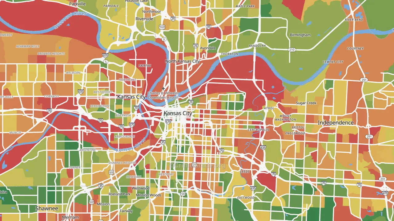 Kansas City, MO Map of Arson Rates