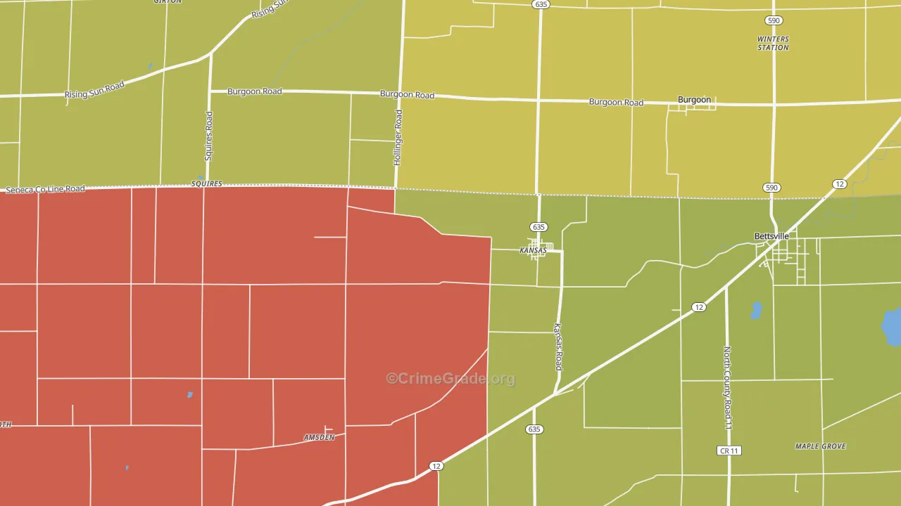 Kansas, OH Map of Arson Rates