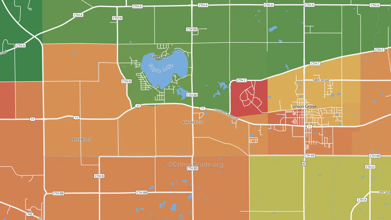 Kansasville, WI Map of Arson Rates