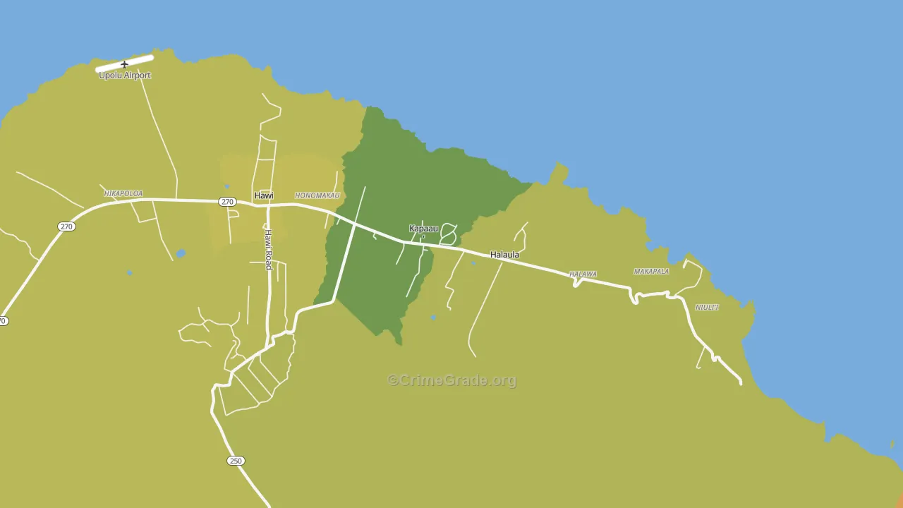 Kapaau, HI Map of Arson Rates